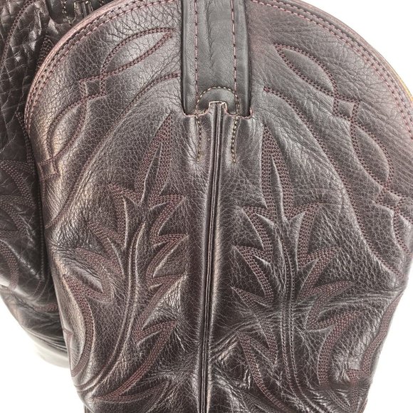 Vtg Nacona Boot Oxblood Leather Flame Stitch Cowboy Western Mens Sz 9.5D Rodeo - Picture 14 of 16